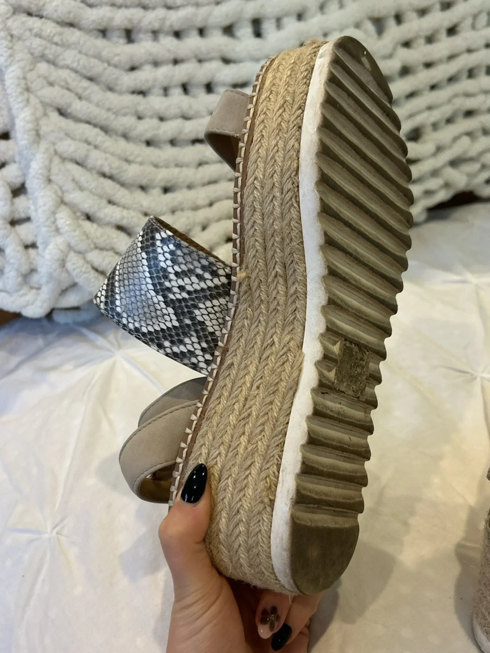 Soda Snakeskin Block Sandals